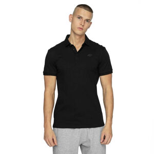 Pánske tričko s golierom 4F TSM355 DEEP BLACK - XL