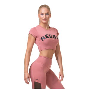 Dámsky crop top s krátkym rukávom Nebbia Sporty Hero 584 Old Rose - XS