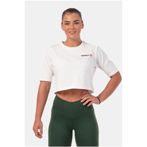 Dámsky voľný crop top Nebbia Minimalist Logo 600 Cream - XS