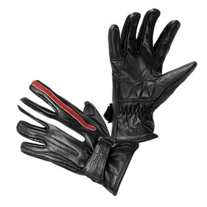 Moto rukavice W-TEC Classic Jawa čierna s červeným s béžovým pruhom - XL