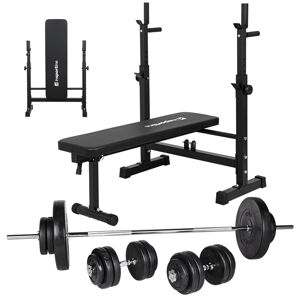 Nakladací činkový set s lavicou inSPORTline CEM 180+40 cm/30 mm 75kg