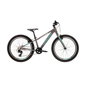 Juniorský dievčenský bicykel Kross LEA JR 2.0 24" - model 2022 šedá/tyrkysová - 12"