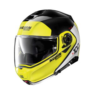 Moto prilba Nolan N100-5 Plus Distinctive N-Com P/J Glossy Black-Fluo - XXL (63-64)