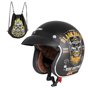 Moto prilba W-TEC Black Heart Kustom Ride Culture, matne čierna - XL (61-62)