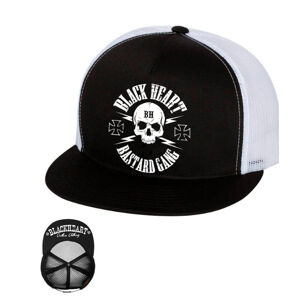 Šiltovka BLACK HEART Bastard Skull Trucker biela