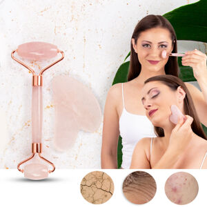 Masážna súprava Face roller a Gua Sha inSPORTline Rosado Set